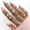 Shangjie OEM Anillo Retro Ring Set Boho Alloy Rings sets pour tous les doigts des anneaux gothiques cool